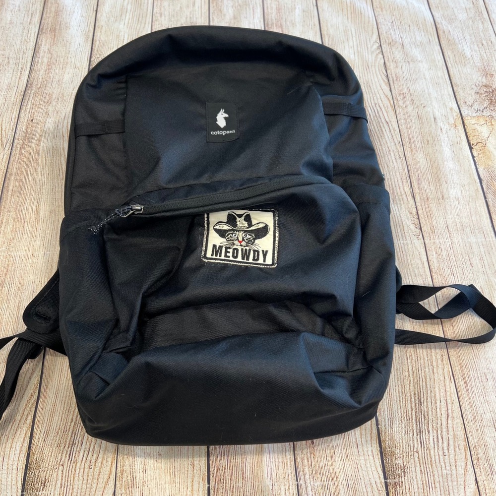 Cotopaxi Bogota 20L Backpack Black Meowdy Cowboy Cat Patch Laptop Bag Daypack